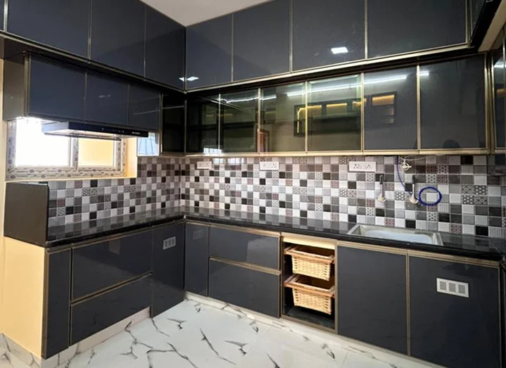 aluminium modular kitchen designer in coimbatore | Rina interior